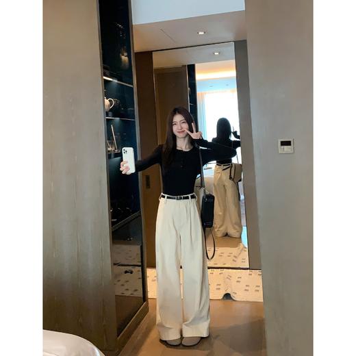 半开领针织t恤女2024新款修身圆领长袖内搭打底衫上衣 商品图1