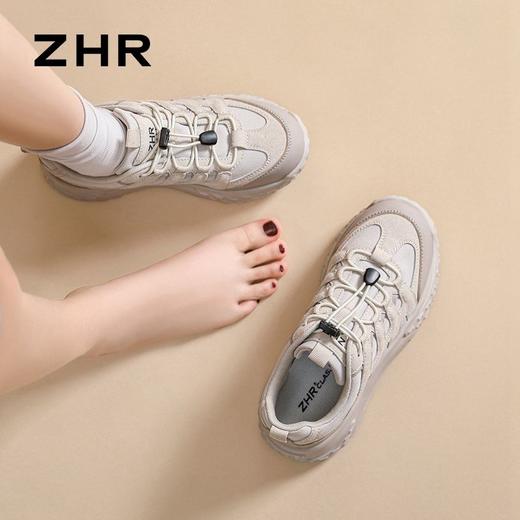 ZHR则则厚底老爹鞋女2024秋季新款百搭耐磨运动休闲鞋免系增高鞋 商品图7