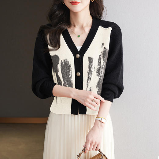 港风针织衫开衫，外搭高腰短款披肩小外套CC- 27-24137 商品图3