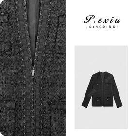 A008潘依绣丁丁宠粉【黑金时代】羊-毛小香风粗花呢轻奢外套 J7763