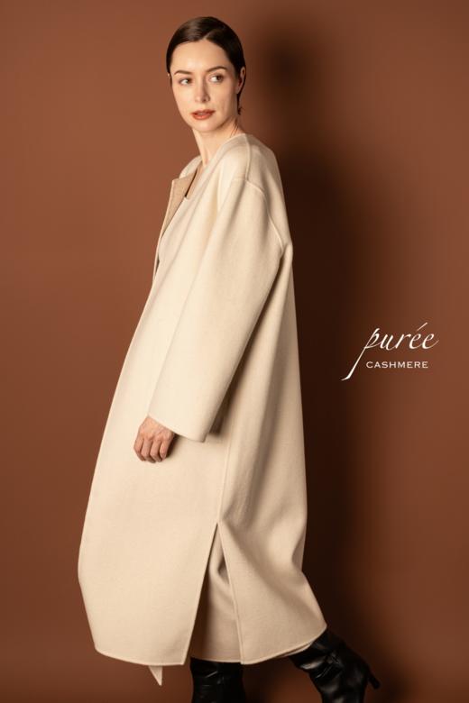 #0727「REVERSIBLE COLLARLESS COAT」 85% WOOL 15% CASHMERE 两面穿双色无领大衣 商品图4