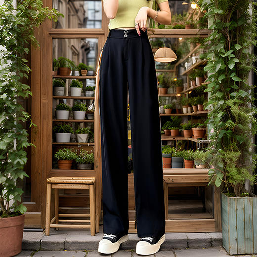 奢姿2024年秋季新款大码女装半松紧时尚阔腿裤胖妹妹休闲西装裤6231509002 商品图1
