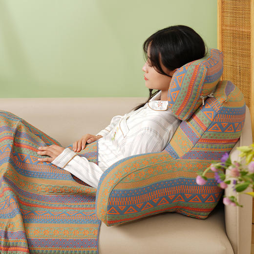 波西米亚系列护颈腰靠软包大靠背卧室榻榻米护腰沙发飘窗护颈枕可拆洗 商品图0