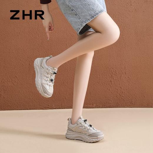 ZHR则则厚底老爹鞋女2024秋季新款百搭耐磨运动休闲鞋免系增高鞋 商品图9