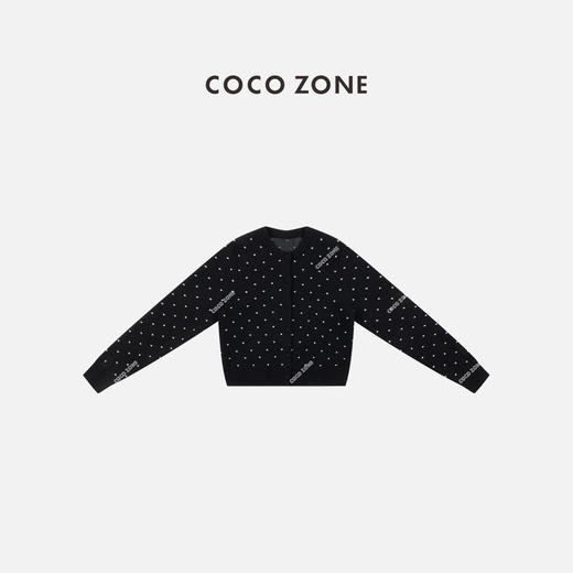 COCO ZONE 复古圆领波点单排扣针织开衫休闲上衣CC1C2142 商品图0