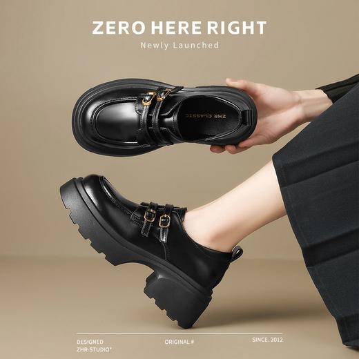 ZHR则则厚底乐福鞋女2024秋季新款时尚英伦小皮鞋ins百搭高跟单鞋 商品图1