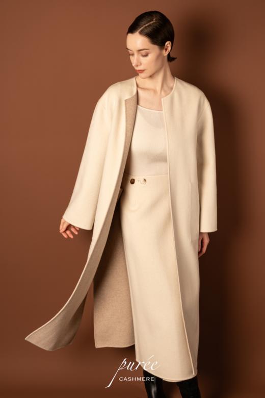 #0727「REVERSIBLE COLLARLESS COAT」 85% WOOL 15% CASHMERE 两面穿双色无领大衣 商品图6