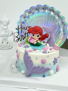 五彩缤纷美人鱼女孩生日蛋糕