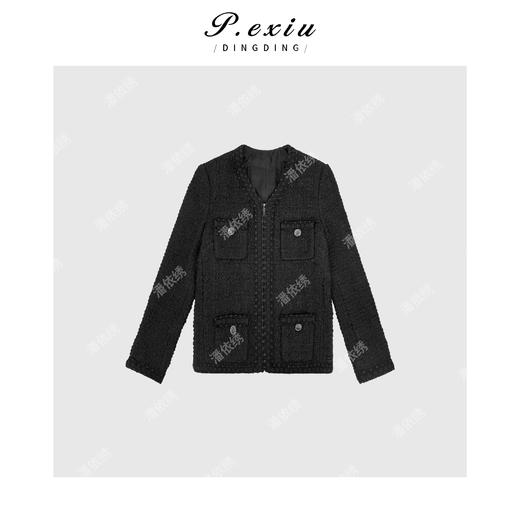 A008潘依绣丁丁宠粉【黑金时代】羊-毛小香风粗花呢轻奢外套 J7763 商品图1
