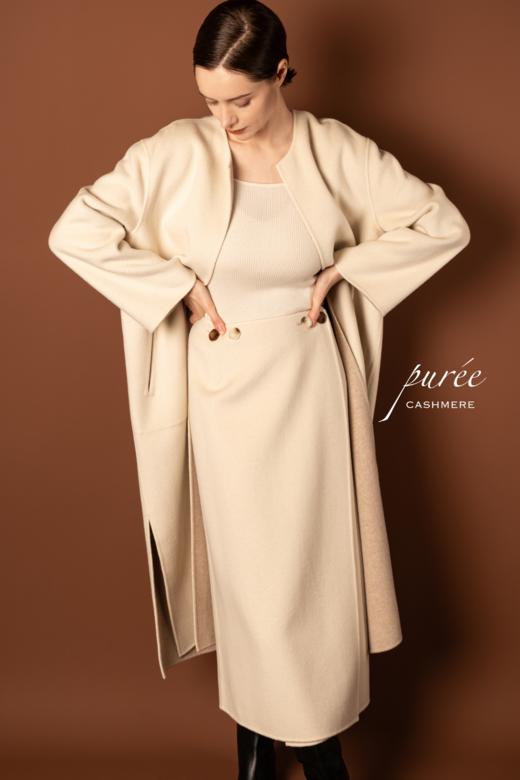 #0717 「REVERSIBLE LONG SKIRT/PONCHO」 85% WOOL 15% CASHMERE   两面穿双色半身裙*可做披肩 商品图3