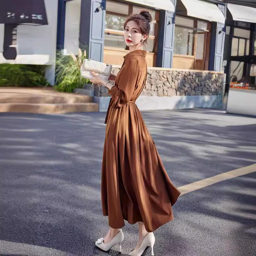 雀说 连衣裙女春秋季新款时尚气质系带收腰显瘦今年流行长裙子4ZF-2539 商品图2