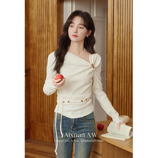 鹿向南「秋日温柔」设计感小众T恤2024秋季新款气质长袖上衣女 商品图1