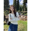 半开领针织t恤女2024新款修身圆领长袖内搭打底衫上衣 商品缩略图0
