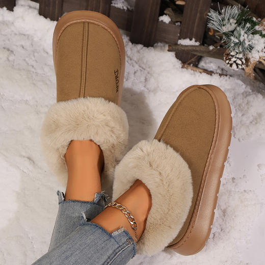 冬天保暖棉鞋 加绒防滑EVA厚底保暖棉拖鞋 外穿包跟棉拖鞋居家 商品图2