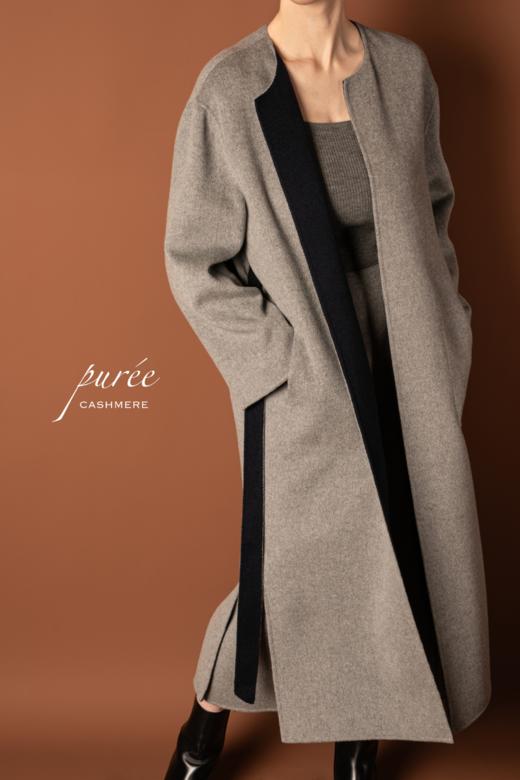 #0727「REVERSIBLE COLLARLESS COAT」 85% WOOL 15% CASHMERE 两面穿双色无领大衣 商品图2