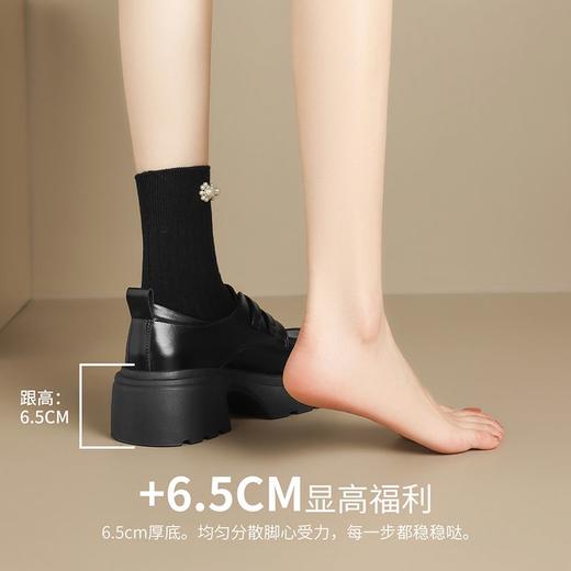 ZHR则则厚底乐福鞋女2024秋季新款时尚英伦小皮鞋ins百搭高跟单鞋 商品图5