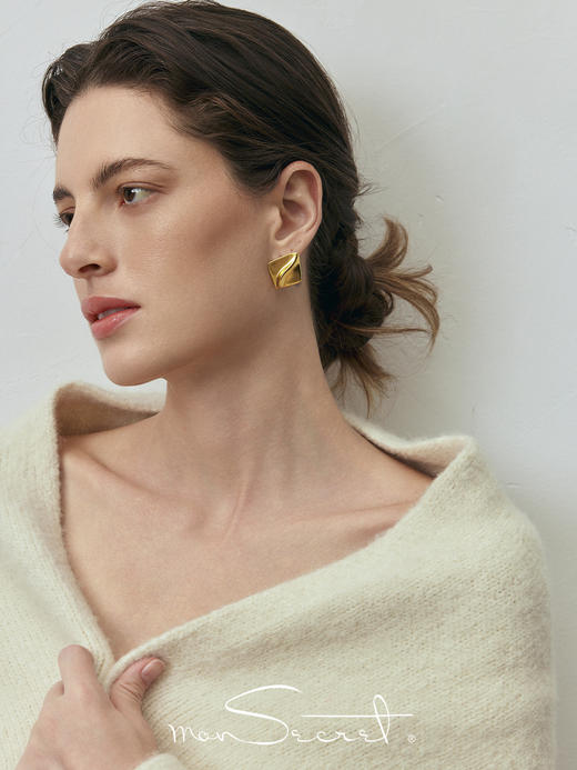 monSecret｜PURE0103 同频方形耳钉【PURE】 [ 金 / 银 ] 商品图1