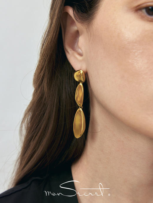 monSecret｜PURE0105 印记长款耳环【PURE】 [ 金 / 银 ] 商品图3