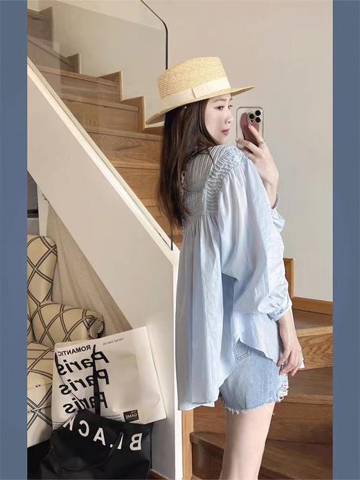 【亮眼小众雪纺衬衫】秋季重工风琴褶皱衬衫  法式娃娃衫设计感小众雪纺衬衫 减龄清新日常通勤皆可搭~ 商品图2