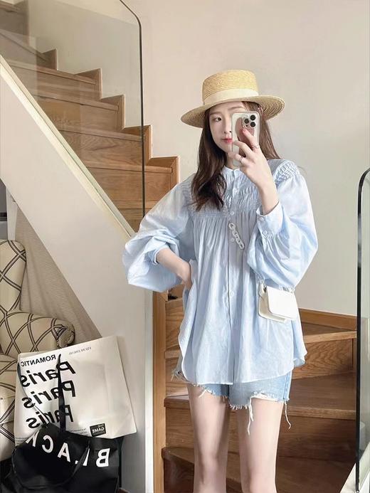 【亮眼小众雪纺衬衫】秋季重工风琴褶皱衬衫  法式娃娃衫设计感小众雪纺衬衫 减龄清新日常通勤皆可搭~ 商品图4