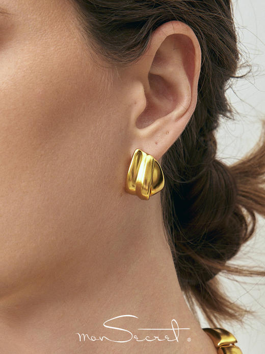 monSecret｜PURE0107 交叠耳钉【PURE】 [ 金 / 银 ] 商品图3