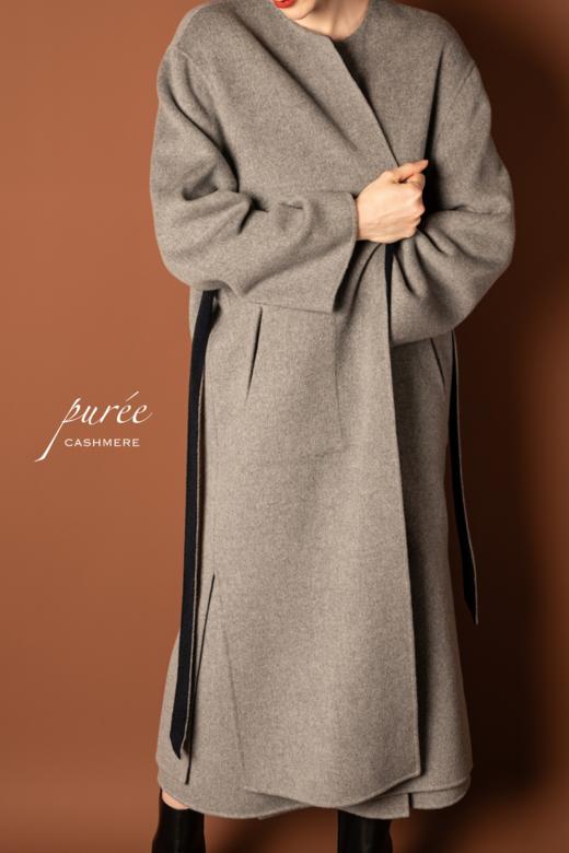 #0727「REVERSIBLE COLLARLESS COAT」 85% WOOL 15% CASHMERE 两面穿双色无领大衣 商品图4