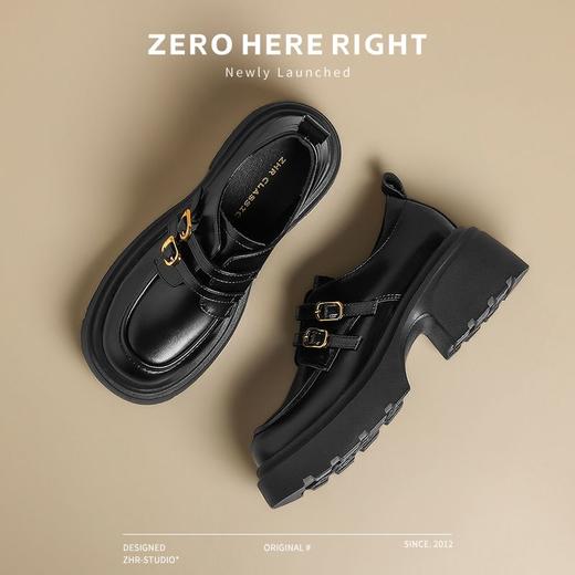 ZHR则则厚底乐福鞋女2024秋季新款时尚英伦小皮鞋ins百搭高跟单鞋 商品图8