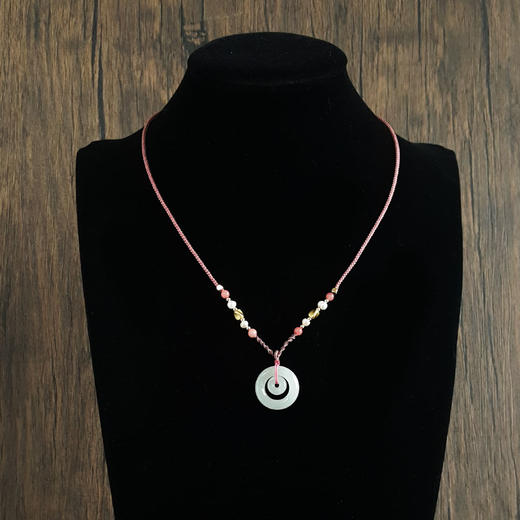 【天然正品】A货翡翠青白色天然无杂裂糯冰种子母平安扣翡翠（心连心、吉祥）吊坠项链21.9*21.9*4.9MM（皆取最大值）现售价：388！300824NJS14 特价 商品图7