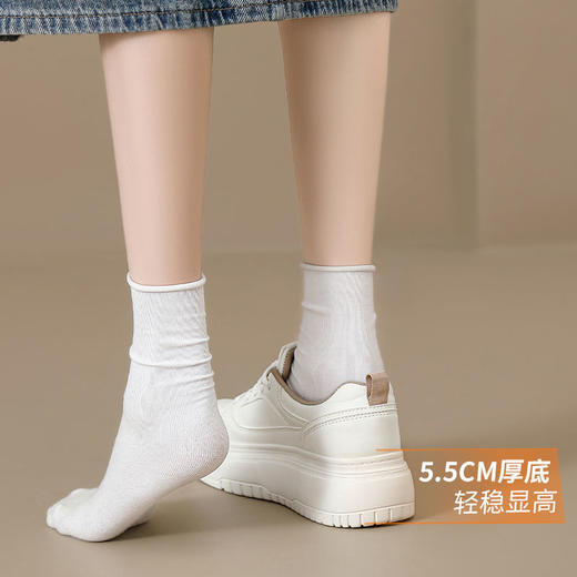 ZHR则则透气增高小白鞋女鞋2024新款秋季百搭休闲鞋防臭厚底板鞋 商品图1