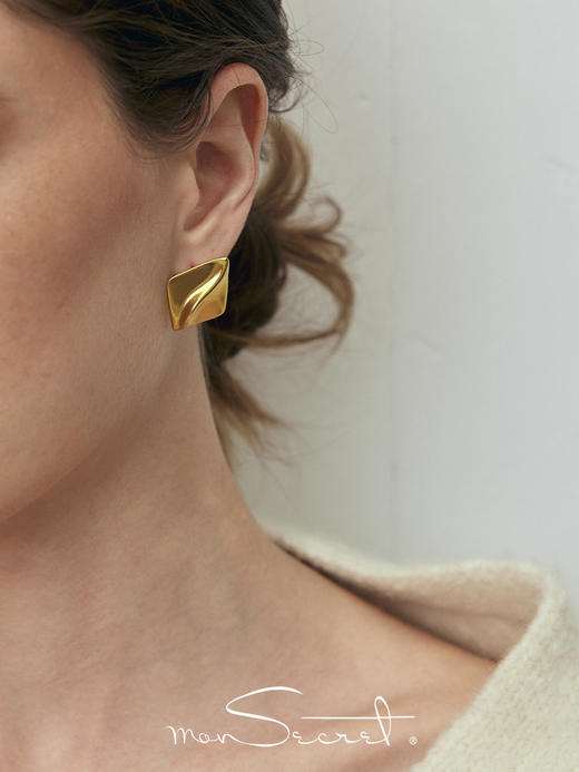 monSecret｜PURE0103 同频方形耳钉【PURE】 [ 金 / 银 ] 商品图2
