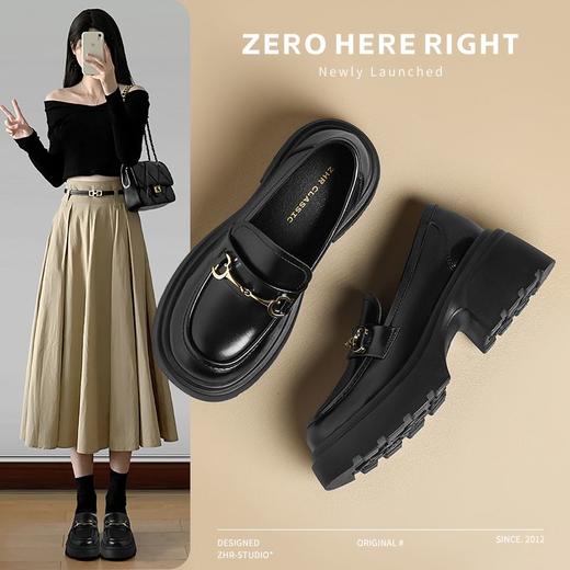 ZHR则则学院风厚底乐福鞋2024新款气质百搭一脚蹬单鞋小皮鞋女鞋 商品图1