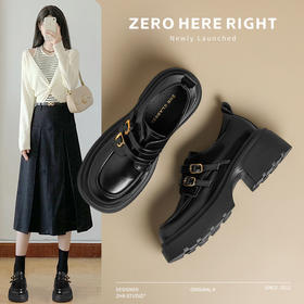 ZHR则则厚底乐福鞋女2024秋季新款时尚英伦小皮鞋ins百搭高跟单鞋