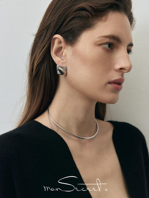 monSecret｜PURE0103 同频方形耳钉【PURE】 [ 金 / 银 ] 商品图3