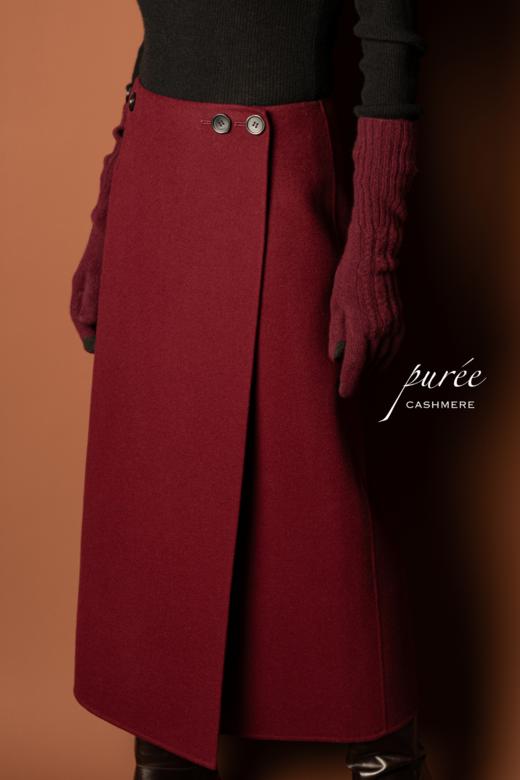 #0717 「REVERSIBLE LONG SKIRT/PONCHO」 85% WOOL 15% CASHMERE   两面穿可调节半身裙*可做披肩 商品图4