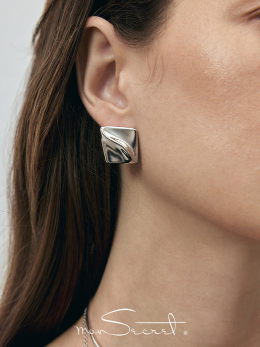 monSecret｜PURE0103 同频方形耳钉【PURE】 [ 金 / 银 ] 商品图0