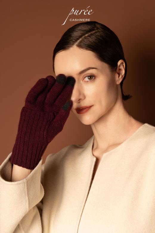 #1955 「SCREEN-TOUCHABLE FOLDABLE GLOVES」 98% CASHMERE 2% THUNDERON（导电纱） 可触屏可折叠羊绒手套 商品图4