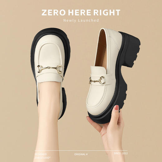 ZHR则则学院风厚底乐福鞋2024新款气质百搭一脚蹬单鞋小皮鞋女鞋 商品图4