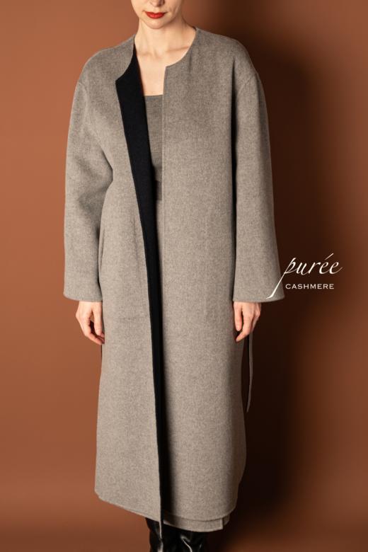 #0727「REVERSIBLE COLLARLESS COAT」 85% WOOL 15% CASHMERE 两面穿双色无领大衣 商品图6
