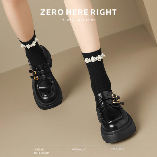 ZHR则则厚底乐福鞋女2024秋季新款时尚英伦小皮鞋ins百搭高跟单鞋 商品图9