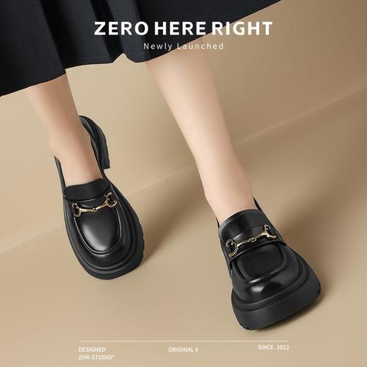 ZHR则则学院风厚底乐福鞋2024新款气质百搭一脚蹬单鞋小皮鞋女鞋 商品图8
