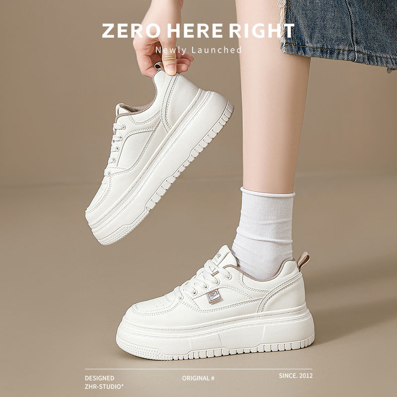 ZHR则则透气增高小白鞋女鞋2024新款秋季百搭休闲鞋防臭厚底板鞋