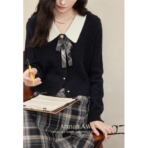 【65折秒杀】鹿向南「后歇周末」学院风斜格半身裙DYL661287BSQ 商品图4