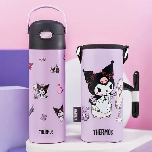 (5起少3元)THEMOS膳魔师直饮保温杯500ml双层高真空甜库洛米紫色（含杯套） 商品图0