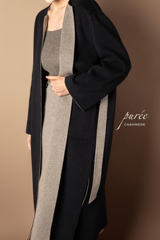 #0727「REVERSIBLE COLLARLESS COAT」 85% WOOL 15% CASHMERE 两面穿双色无领大衣 商品图3