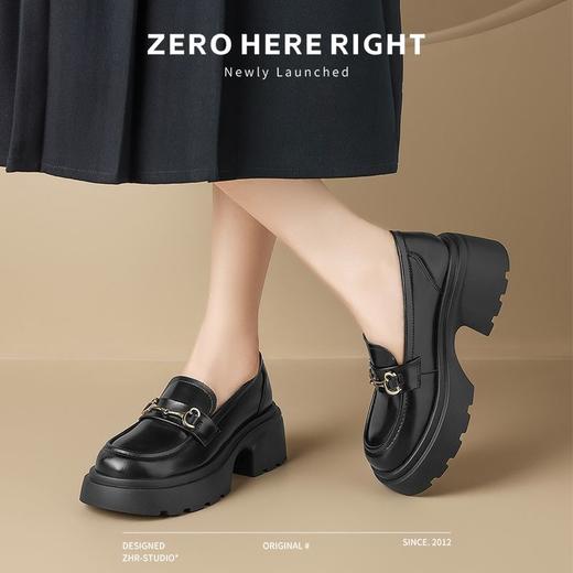 ZHR则则学院风厚底乐福鞋2024新款气质百搭一脚蹬单鞋小皮鞋女鞋 商品图9