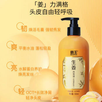霸王生姜洗发水控油持久清爽蓬松去屑止痒生姜精华洗发液洗头膏500ml 商品图0