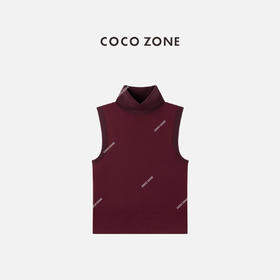 COCO ZONE 撞色拼接针织背心时尚立领无袖上衣CC1C2011
