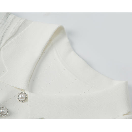 海军风翻领条纹拼接T恤上衣 商品图1