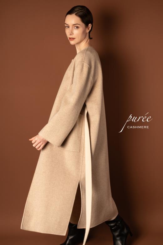 #0727「REVERSIBLE COLLARLESS COAT」 85% WOOL 15% CASHMERE 两面穿双色无领大衣 商品图5