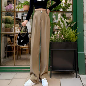 奢姿2024年秋季新款大码女装半松紧时尚阔腿裤胖妹妹休闲西装裤6231509002